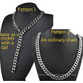 Fashion 13mm-19mm Rock Hip Hop Appeal Chain Stainless Steel Jewelry Silver Necklace Collar